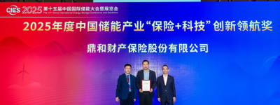 助推能源新质生产力发展——鼎和保险 荣获2025年度中国储能产业“保险+科技”创新领航奖